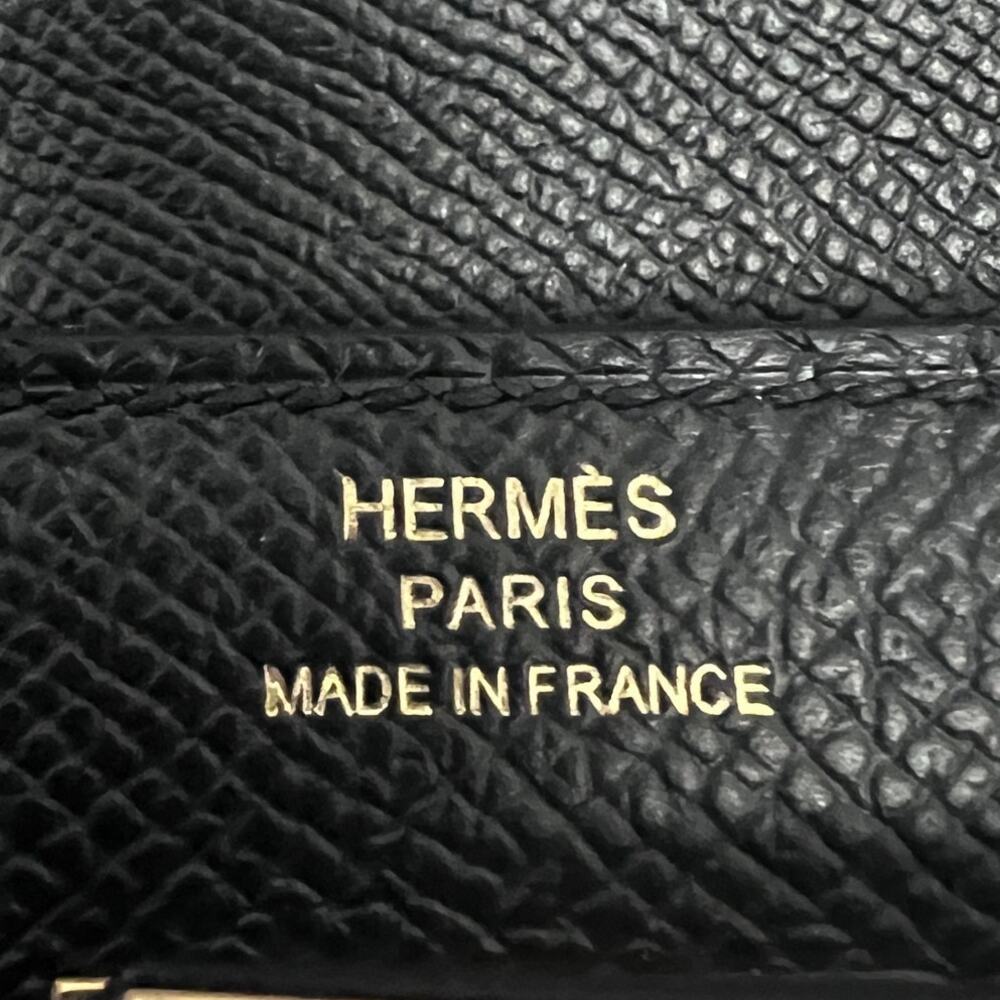 Hermes Womens Luxury Minimalist Kelly Classique To Go Wallet Epsom Calfskin Noir - Picture 8 of 16